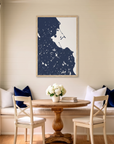 Plymouth matte map art in dining nook setting