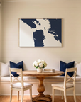 San Francisco canvas map art in dining nook setting