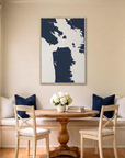 San Francisco canvas map art in dining nook setting