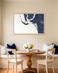 Sanibel matte map art in dining nook setting