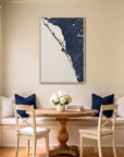 Siesta Key canvas map art in dining nook setting