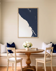 Sonoma Coast matte map art in dining nook setting