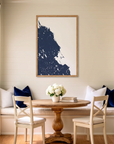 South Shore Massachusetts matte map art in dining nook setting