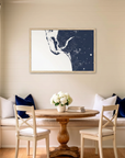 Southwest Florida matte map art in dining nook setting