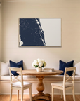 St. Augustine canvas map art in dining nook setting