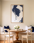 St. Petersburg matte map art in dining nook setting