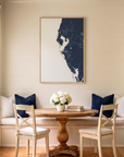Tampa Bay / Sarasota canvas map art in dining nook setting