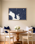 Tampa matte map art in dining nook setting