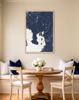 Tampa matte map art in dining nook setting