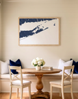 The Hamptons matte map art in dining nook setting
