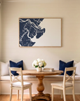 Tybee Island canvas map art in dining nook setting