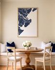 Tybee Island matte map art in dining nook setting