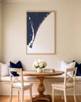 Wilmington matte map art in dining nook setting