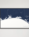 Emerald Coast Coastal Map — Canvas Horizontal, navy, Black Frame