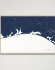 Emerald Coast Coastal Map — Canvas Horizontal, navy, Natural Oak