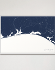 Emerald Coast Coastal Map — Canvas Horizontal, navy, White Frame