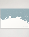 Emerald Coast Coastal Map — Canvas Horizontal, soft-blue, White Frame