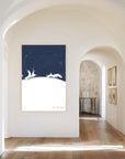 Emerald Coast navy vertical canvas map in the Bello mixed room scene