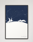 Emerald Coast Coastal Map — Canvas Vertical, navy, Black Frame