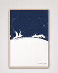 Emerald Coast Coastal Map — Canvas Vertical — navy, Light Wood