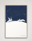 Emerald Coast Coastal Map — Canvas Vertical, navy, Natural Oak