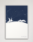 Emerald Coast Coastal Map — Canvas Vertical, navy, White Frame
