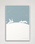 Emerald Coast Coastal Map — Canvas Vertical, soft-blue, White Frame