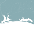 Emerald Coast Coastal Map — Fine Art Print Horizontal, soft-blue, No Frame, 10x8