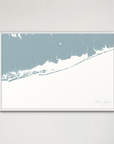 Fire Island Coastal Map — Canvas Horizontal, soft-blue, White Frame