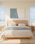 First Coast soft blue horizontal wrapped canvas map in the ratio 3:2 hand mockup
