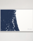 First Coast / Northeast Florida Coastal Map — Canvas Horizontal, navy, White Frame