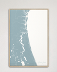 First Coast / Northeast Florida Coastal Map — Canvas Vertical, soft-blue, Natural Oak