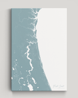 First Coast / Northeast Florida Coastal Map — Canvas Vertical, soft-blue, No Frame