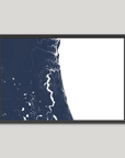 First Coast / Northeast Florida Coastal Map — Fine Art Print Horizontal, navy, Black Frame, 10x8