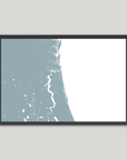 First Coast / Northeast Florida Coastal Map — Fine Art Print Horizontal, soft-blue, Black Frame, 10x8