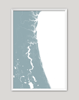 First Coast / Northeast Florida Coastal Map — Fine Art Print Vertical, soft-blue, White Frame, 8x10