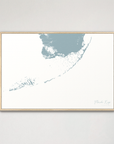 Florida Keys Coastal Map — Canvas Horizontal, soft-blue, Natural Oak