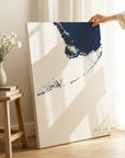 Florida Keys navy vertical wrapped canvas map in the ratio 2:3 hand mockup
