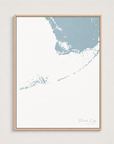 Florida Keys Coastal Map — Canvas Vertical — soft-blue, Light Wood