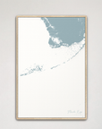 Florida Keys Coastal Map — Canvas Vertical, soft-blue, Natural Oak