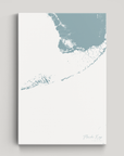Florida Keys Coastal Map — Canvas Vertical, soft-blue, No Frame
