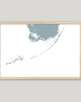 Florida Keys Coastal Map — Fine Art Print Horizontal, soft-blue, Oak, 10x8