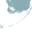 Florida Keys Coastal Map — Fine Art Print Horizontal, soft-blue, No Frame, 10x8