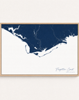 Forgotten Coast Coastal Map — Canvas Horizontal — navy, Light Wood