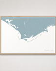 Forgotten Coast Coastal Map — Canvas Horizontal — soft-blue, Light Wood