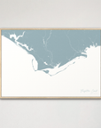 Forgotten Coast Coastal Map — Canvas Horizontal, soft-blue, Natural Oak