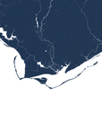 Forgotten Coast Coastal Map — Fine Art Print Horizontal, navy, No Frame, 10x8