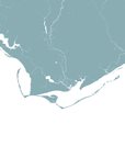 Forgotten Coast Coastal Map — Fine Art Print Horizontal, soft-blue, No Frame, 10x8