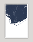 Forgotten Coast Coastal Map — Fine Art Print Vertical, navy, White Frame, 8x10
