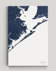 Galveston Coastal Map — Canvas Vertical, navy, No Frame